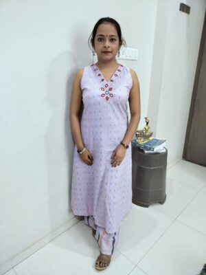 elegant white & golden printed kurta set with dupatta