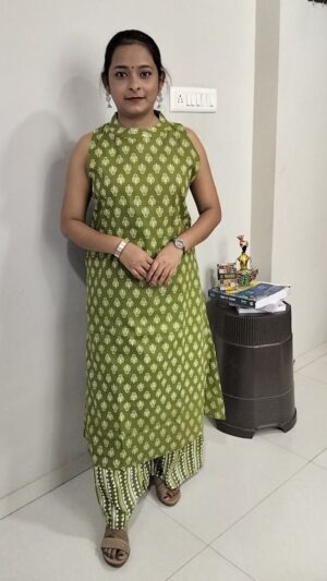 elegant white & golden printed kurta set with dupatta